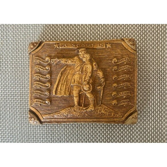 Vintage Boy Scouts Decorative Ceramic Trinket Box Scout Oath Collectible - Picture 1 of 5